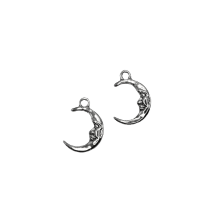 MOON WITH FACE CHARM (SILVER)