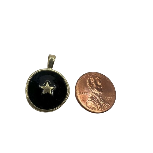BLACK CIRCLE STAR CHARM (GOLD)