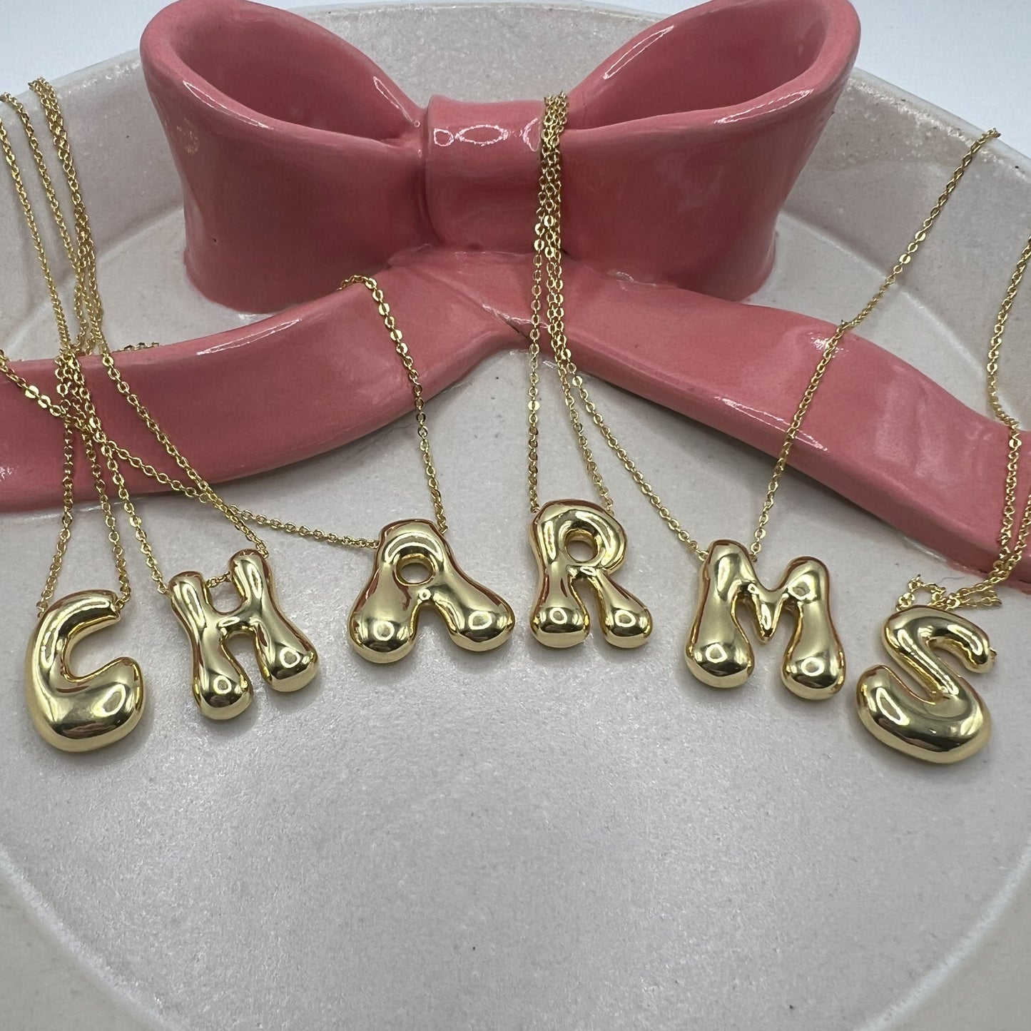 BUBBLE LETTER NECKLACE (ADJUSTABLE)