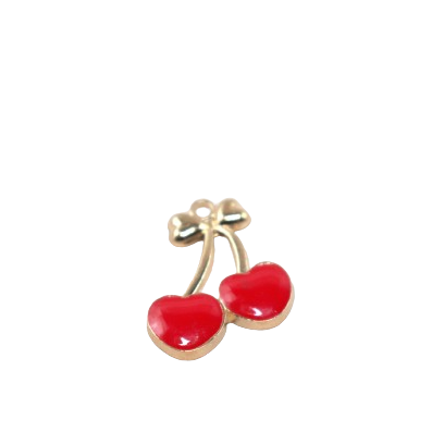 LARGE RED CHERRIES CHARM (GOLD)