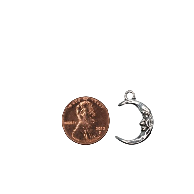 MOON WITH FACE CHARM (SILVER)