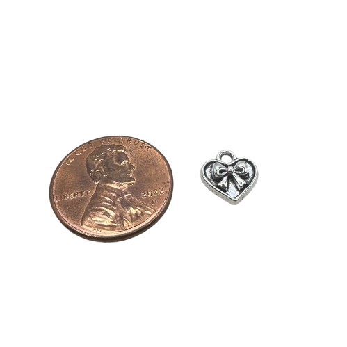 HEART WITH BOW CHARM (SILVER)