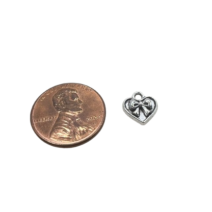 HEART WITH BOW CHARM (SILVER)