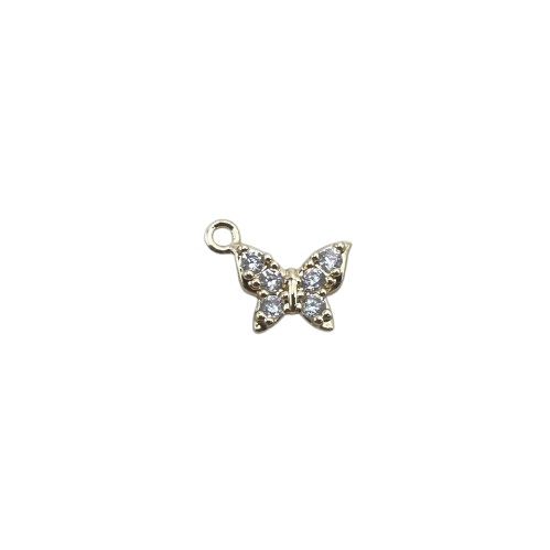 SMALL RHINESTONE BUTTERFLY CHARM (GOLD)