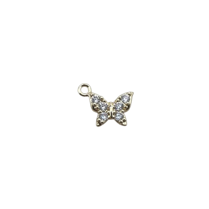 SMALL RHINESTONE BUTTERFLY CHARM (GOLD)