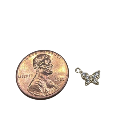 SMALL RHINESTONE BUTTERFLY CHARM (GOLD)