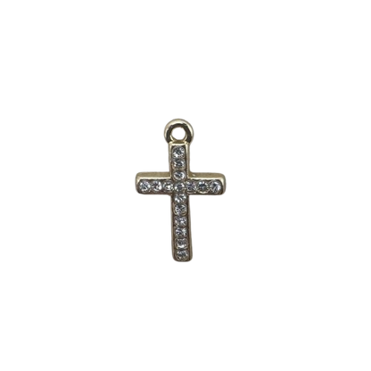 SMALL RHINESTONE CROSS CHARM (GOLD)