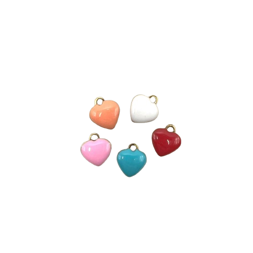 TINY COLORFUL HEART CHARMS (GOLD)