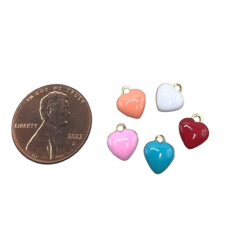 TINY COLORFUL HEART CHARMS (GOLD)