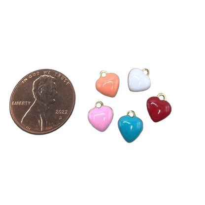 TINY COLORFUL HEART CHARMS (GOLD)