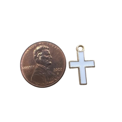 WHITE CROSS CHARM (GOLD)