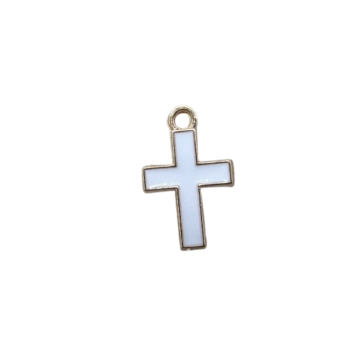 WHITE CROSS CHARM (GOLD)