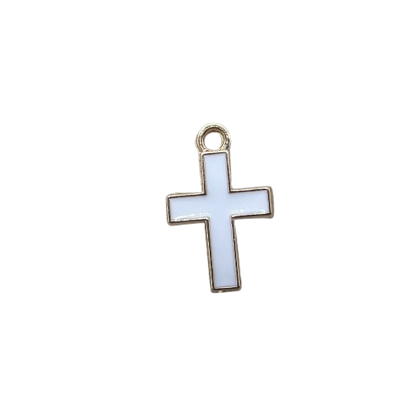 WHITE CROSS CHARM (GOLD)