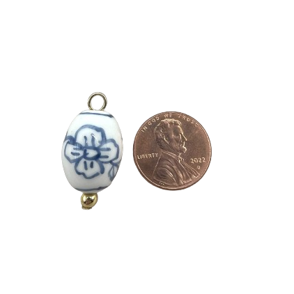 BLUE AND WHITE CERAMIC CHARM (HAND PAINTED)