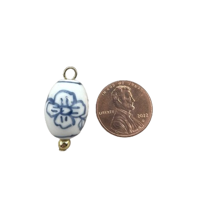 BLUE AND WHITE CERAMIC CHARM (HAND PAINTED)