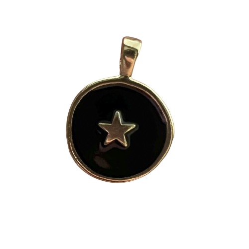 BLACK CIRCLE STAR CHARM (GOLD)