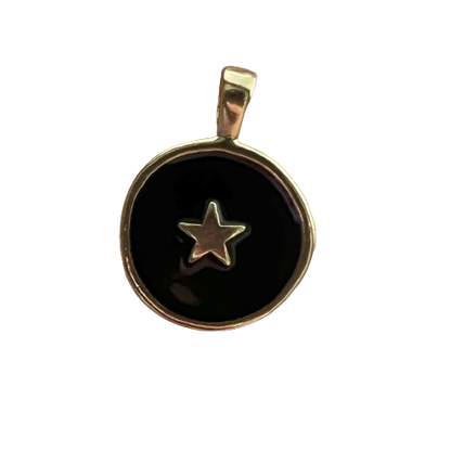 BLACK CIRCLE STAR CHARM (GOLD)