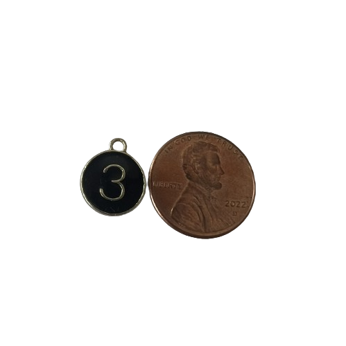 BLACK ROUND NUMBER CHARM (GOLD)