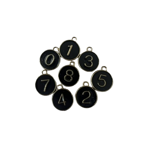 BLACK ROUND NUMBER CHARM (GOLD)