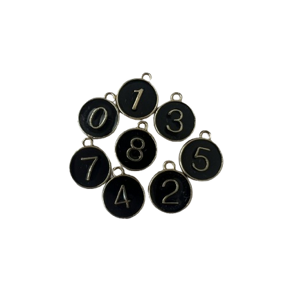 BLACK ROUND NUMBER CHARM (GOLD)