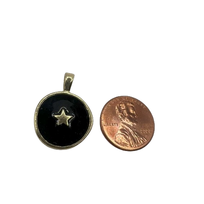 BLACK CIRCLE STAR CHARM (GOLD)