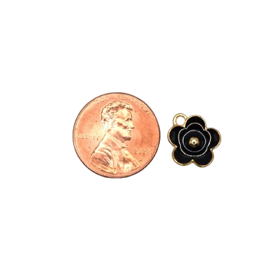 BLACK FLOWER CHARM (GOLD)