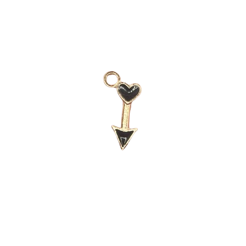 BLACK HEART ARROW CHARM (GOLD)