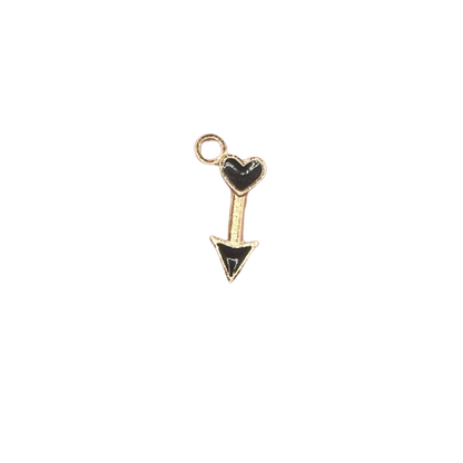 BLACK HEART ARROW CHARM (GOLD)