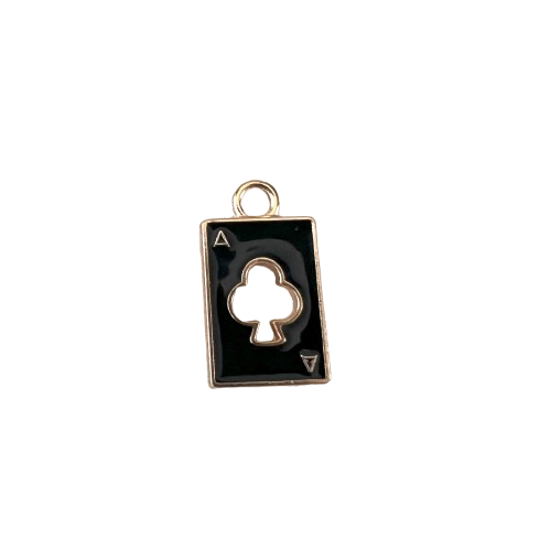 BLACK PLAYING CARD CHARM (GOLD)