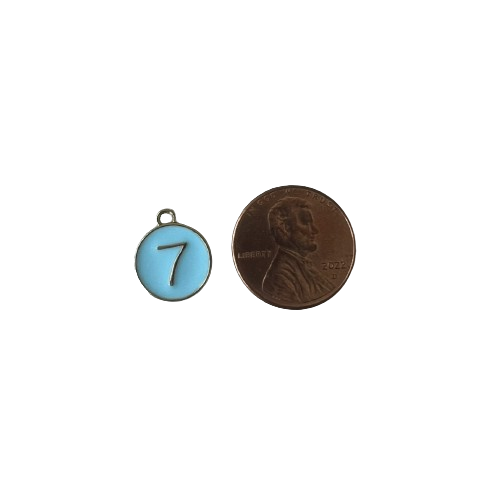 BLUE ROUND NUMBER CHARM