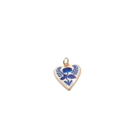 BLUE AND WHITE HEART CHARM (GOLD)