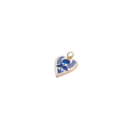 BLUE AND WHITE HEART CHARM (GOLD)