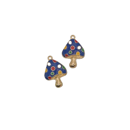 BLUE POLKA DOT MUSHROOM CHARM (GOLD)