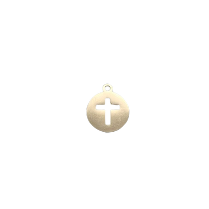 CIRCLE CROSS CHARM (GOLD)