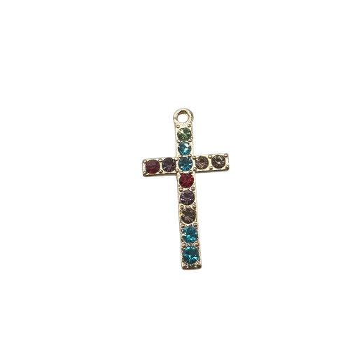 COLORFUL CROSS CHARM (GOLD)