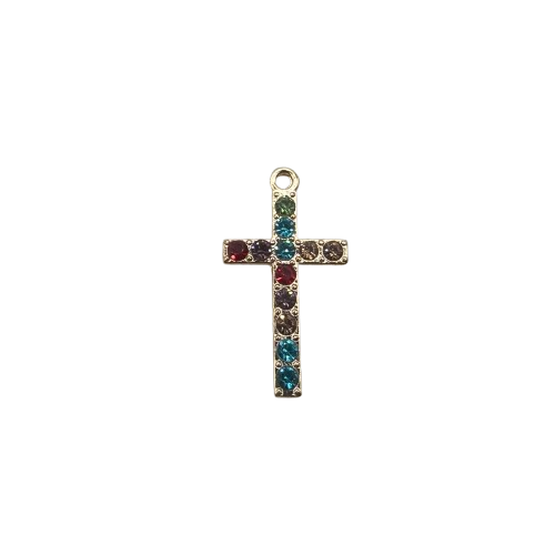 COLORFUL CROSS CHARM (GOLD)