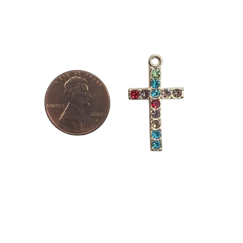 COLORFUL CROSS CHARM (GOLD)