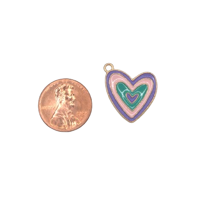 COLORFUL ENAMEL HEART CHARM (GOLD)