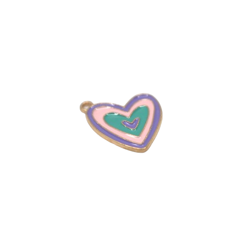 COLORFUL ENAMEL HEART CHARM (GOLD)