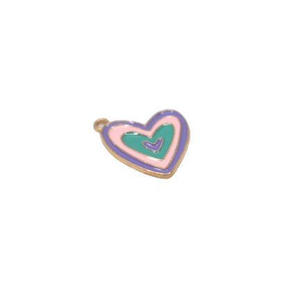 COLORFUL ENAMEL HEART CHARM (GOLD)