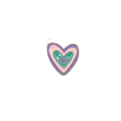 COLORFUL ENAMEL HEART CHARM (GOLD)