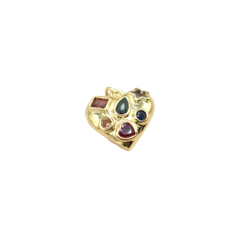 COLORFUL HEART CHARM (GOLD)