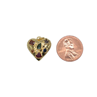 COLORFUL HEART CHARM (GOLD)