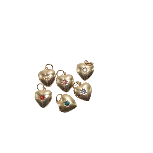 COLORFUL HEART STONE LOCKET (GOLD)