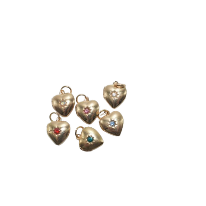 COLORFUL HEART STONE LOCKET (GOLD)