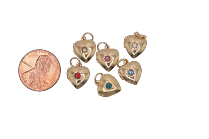 COLORFUL HEART STONE LOCKET (GOLD)