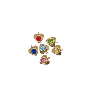 COLORFUL HEART STONE CHARM (GOLD)
