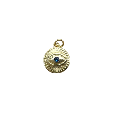 SMALL ROUND EVIL EYE CHARM (GOLD)