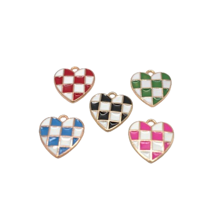 CHECKERED HEART CHARMS (GOLD)