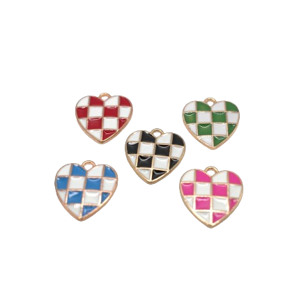 CHECKERED HEART CHARMS (GOLD)